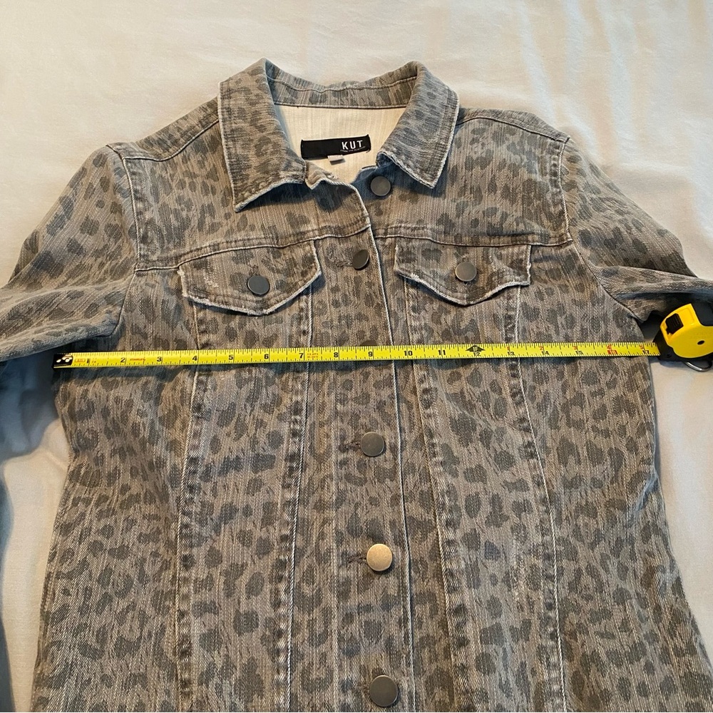 Kut from Cloth Gray Animal Leopard Print Denim Jacket - Picture 10 of 15